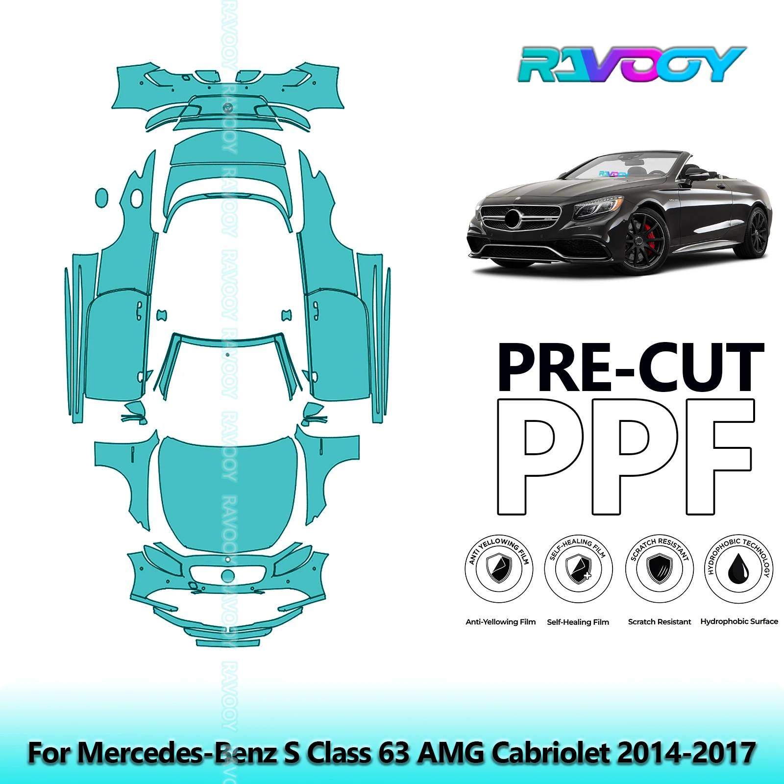 

Full Vehicle Clear Bra Precut PPF Paint Protection Film For Mercedes-Benz S Class 63 AMG Cabriolet 2014-2017