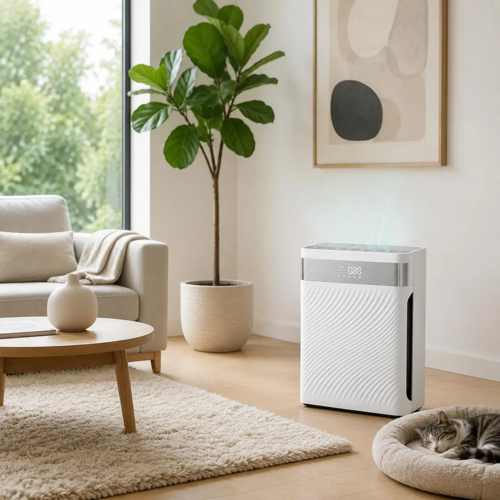 Pet Air Purifier Strong Suction Pet Hair Air Purifier Home Appliance Odor Removal Activated Carbon Filter for Living Room view 2