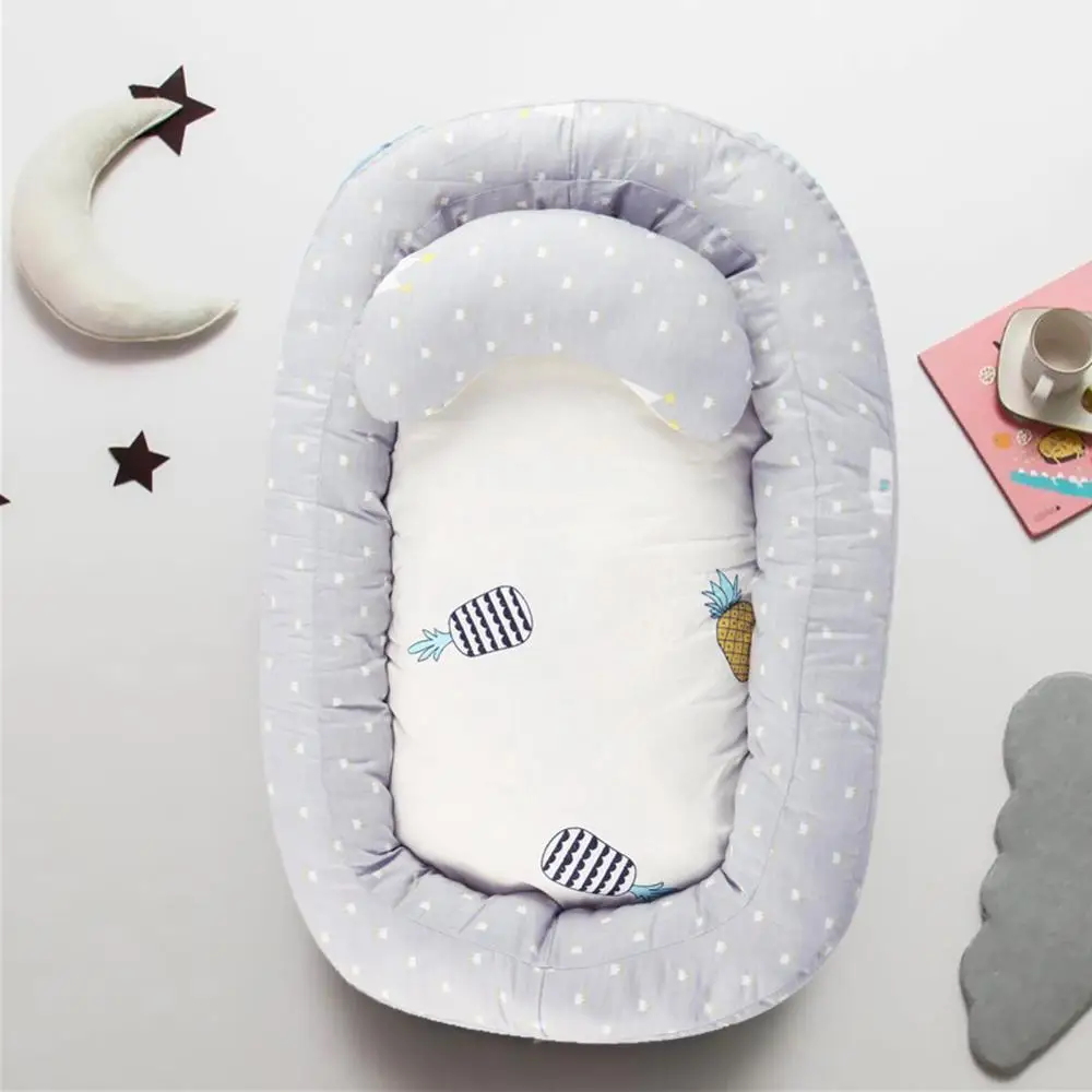 Portable Baby Nest Bed Crib Removable Washable Protect Cushion with Pillow Crib Travel Bed Infant Toddler for Newborn Baby Bed