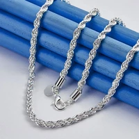 Charm 925 sterling silver Accessories Men 4MM 40-60cm 2PCS Rope Chain Necklace Bracelet Women Fashion Wedding Gift Jewelry - Image 5