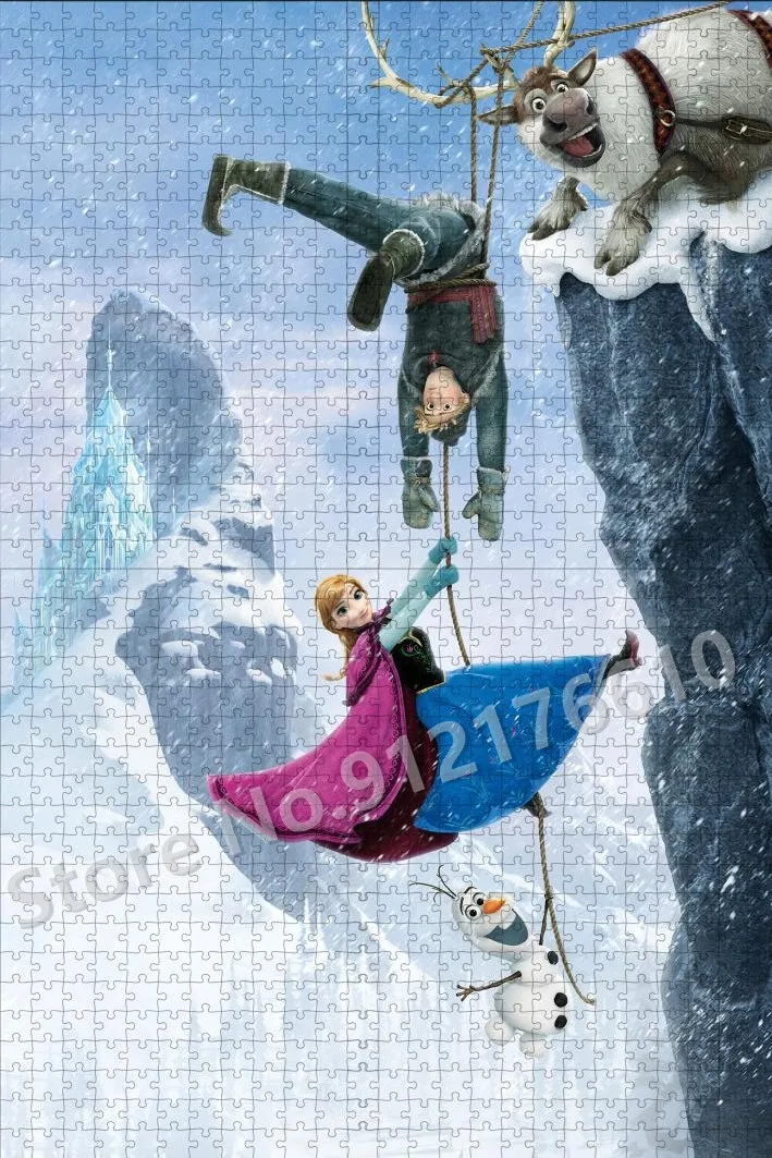 Disney Frozen Queen จิ๊กซอว์ปริศนา 300/500/1000 ชิ้น Disney Princess Decompress การศึกษาพิมพ์ปริศนาเด็กผู้ใหญ่เกมของเล่น