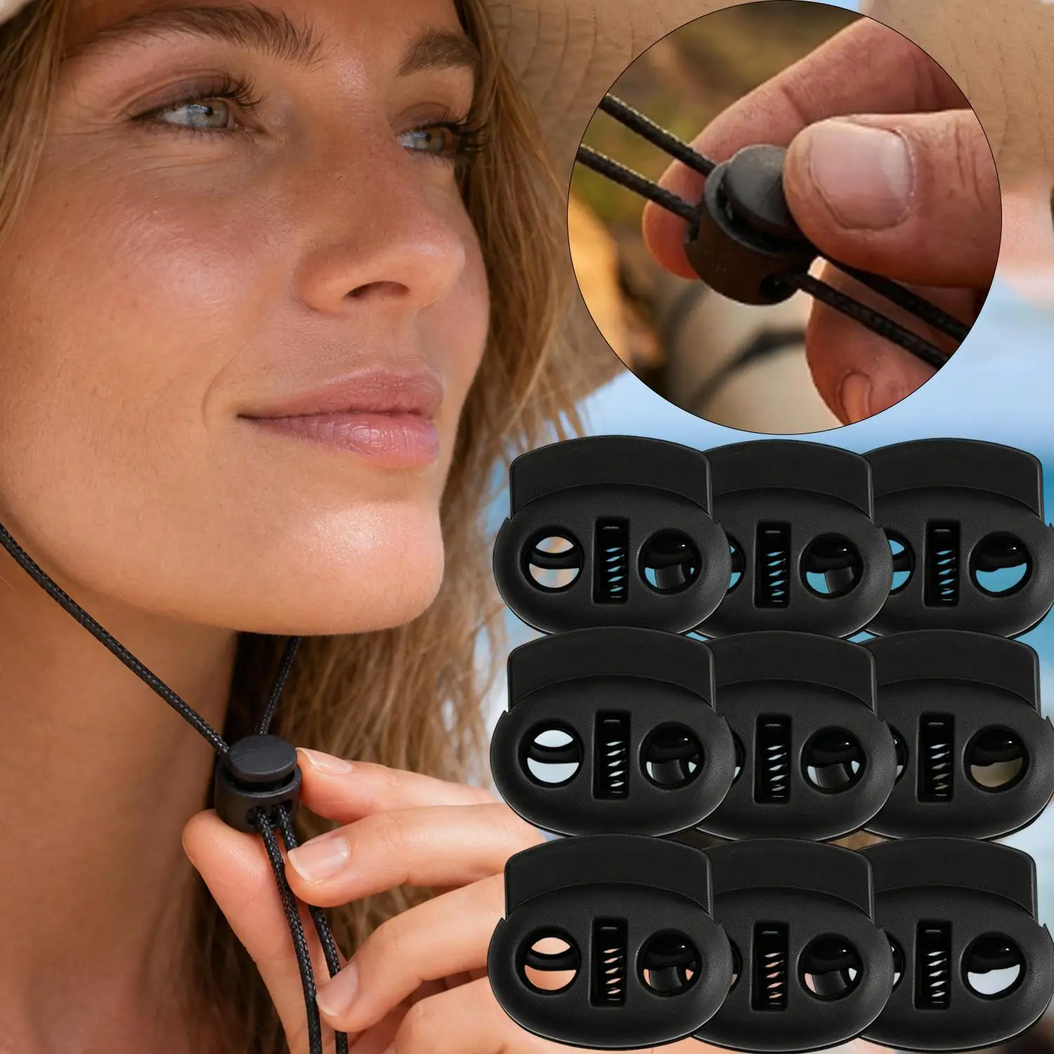 10/100pcs Cord Lock Plastic Stopper Cord Ends Toggles Clip Buckle Button Black Frost Shoelace Sportswear DIY Bag Accessory