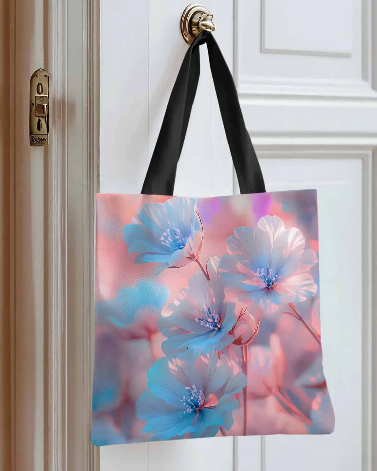 

Spring Pastoral Blurry Plant Canvas Bag Handbag Oxford Cloth Eco Shopping Storage Bag for Home Use
