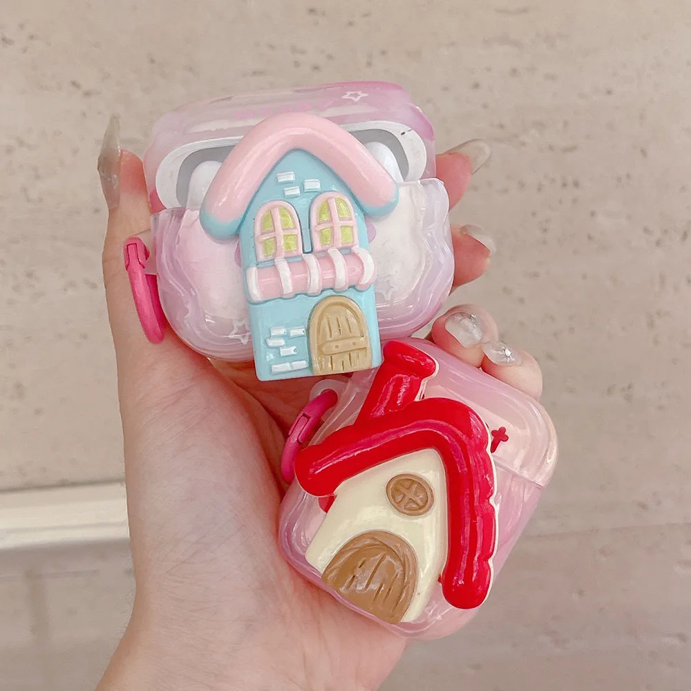Earphone Case Cartoon 3D House Cover For Apple Airpods 1 2 Pro 3 Bluetooth Headphone Protective Cases For Air pods Pro 2 Fundas