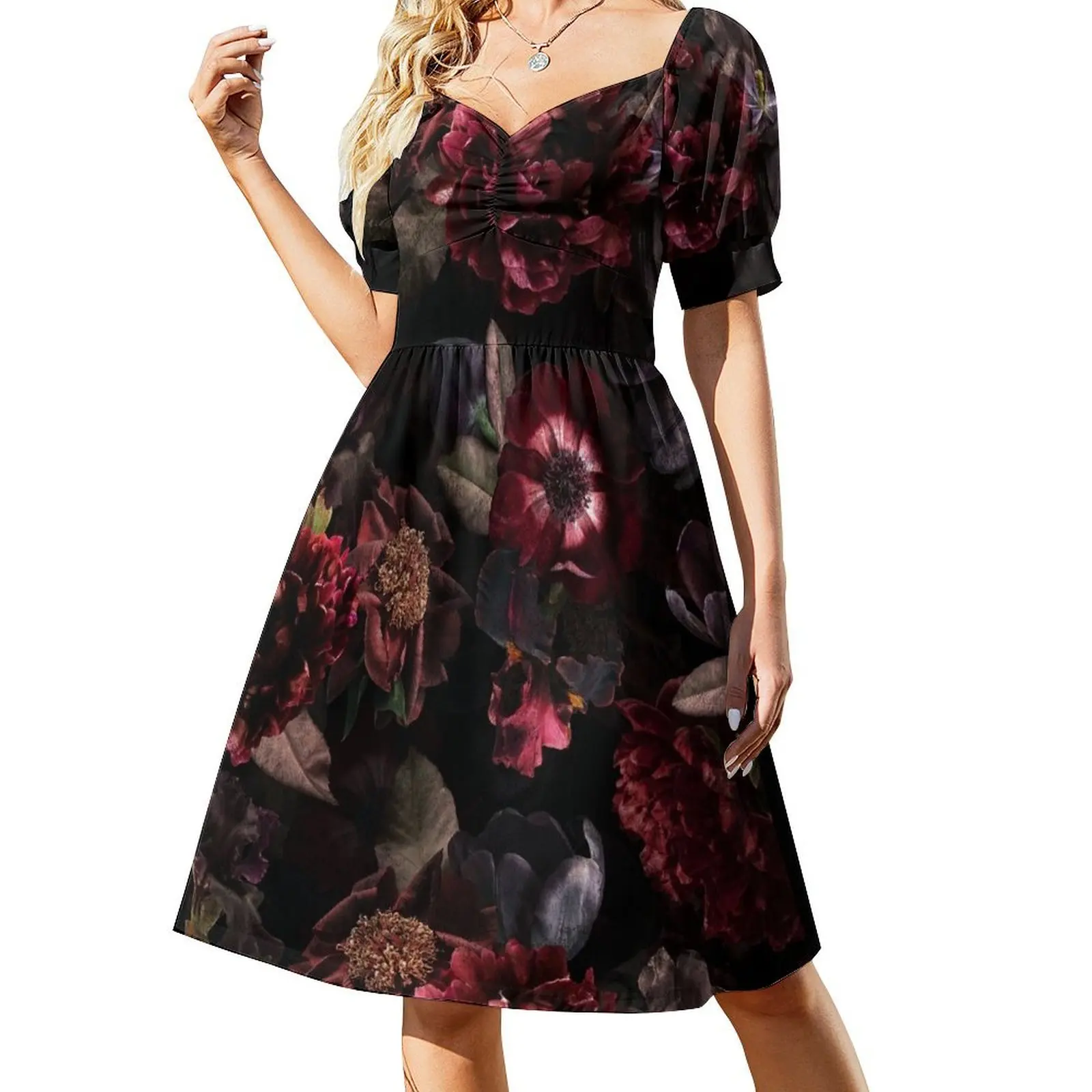 

Dark Midnight Roses Botanical Night Garden Short Sleeved Dress summer dresses women 2025 women clothes Dress