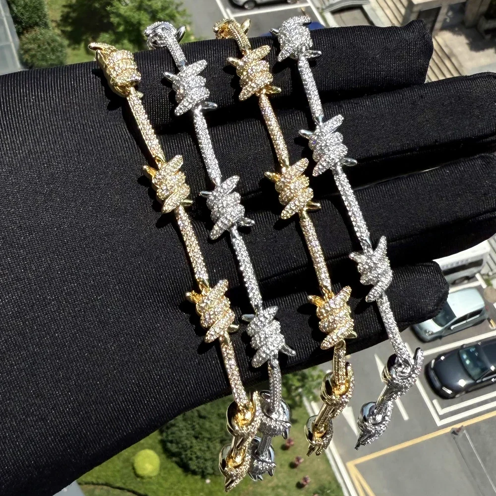 

2025 new listed thorn chain full of shiny zircon fashion Joker men's hip-hop bracelet jewelry.