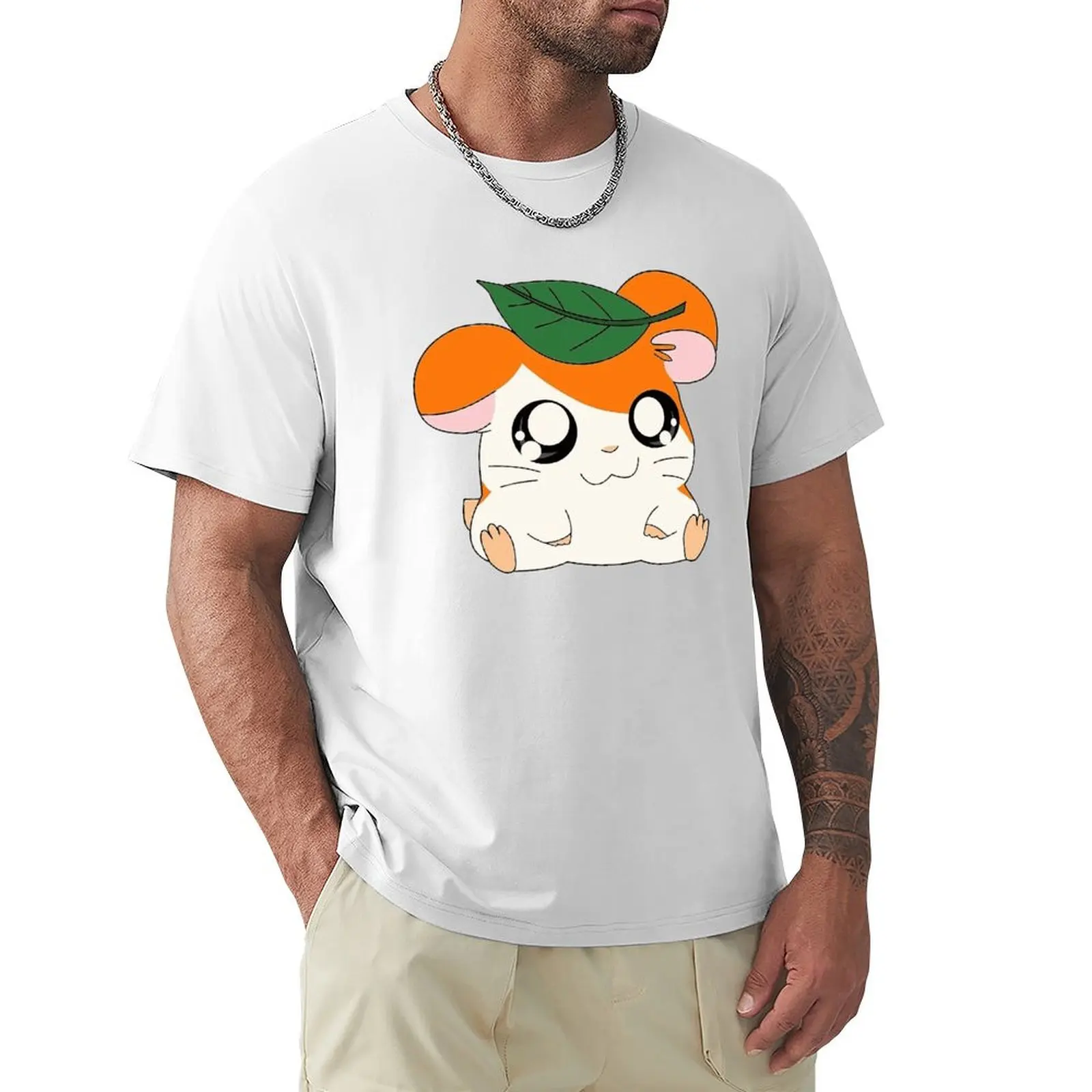 

Hamtaro with Leaf T Shirt Harajuku Short Sleeve T-shirt 100% Cotton Graphics Tshirt Tops