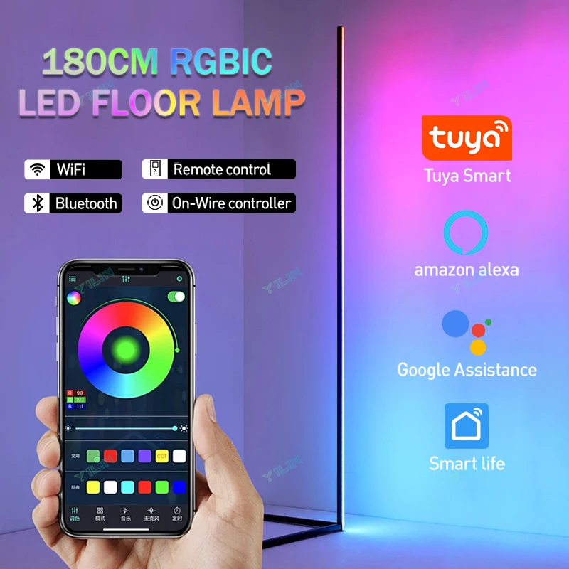 

Higher 180CM Smart Floor Lamp RGBIC Color Smart Tuya APP Remote Control Dreamy Stand Floor Mood Light For Game Room Decoration