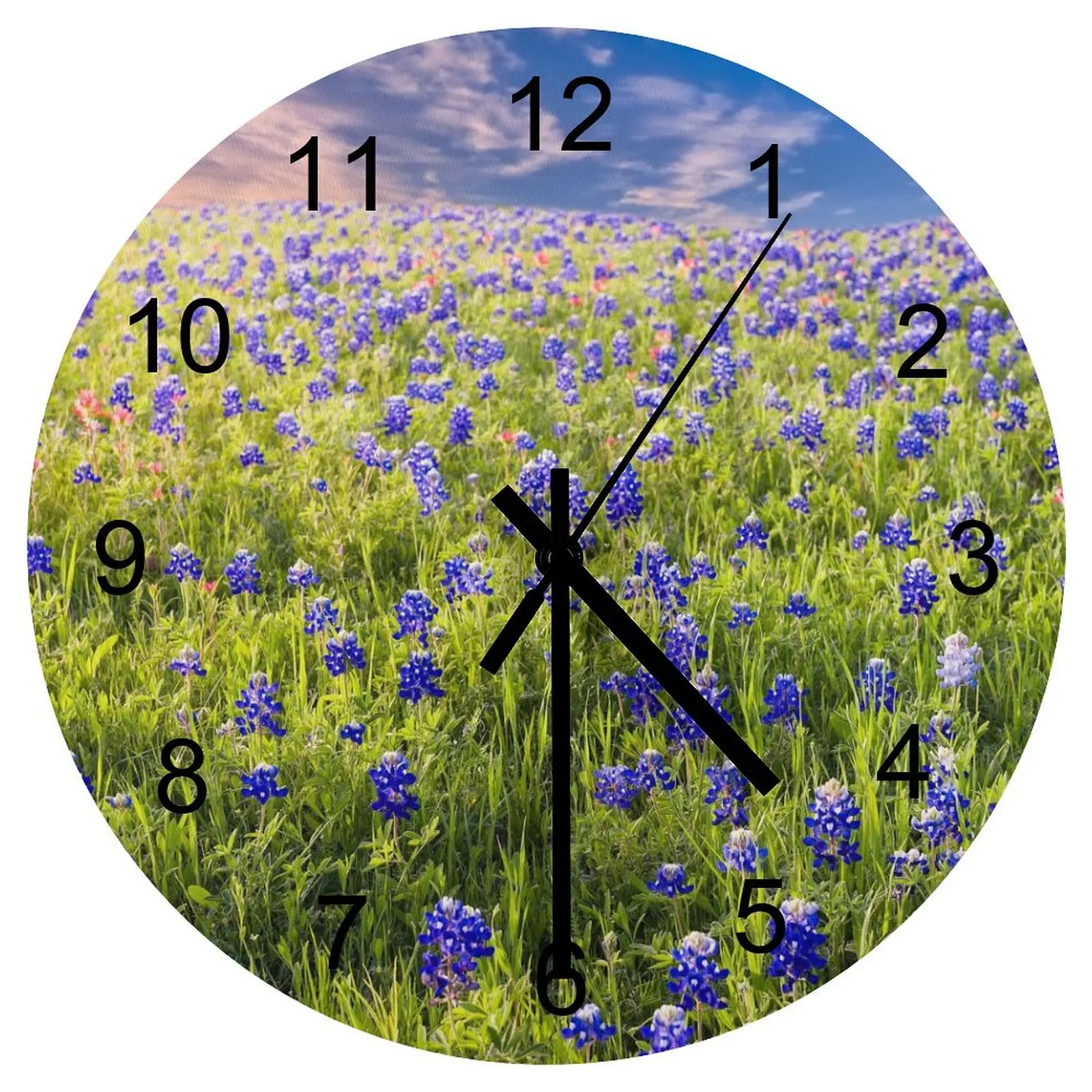 

Dining Room Wall Clock Nature Glorious flower Clocks 12 inch Mute Wood Round Patterned Ultra Thin Modern