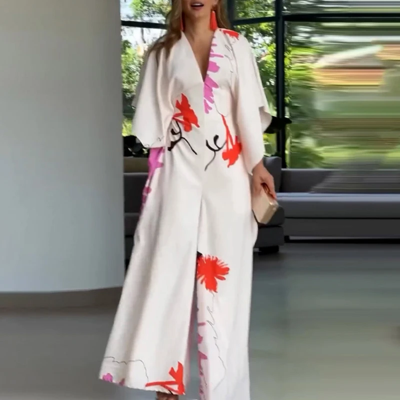 Mode Contrasterende kleur Hoge taille Jumpsuits Vrije tijd V-hals Vleermuismouwen Speelpakjes Overalls Chique ontwerpstijl Fit Pocket Romper