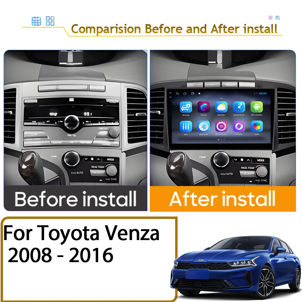 Android Carplay Car Radio Multimedia Player For Toyota Venza 2008 - 2016 Auto radio GPS Stereo QLED Screen No 2din DVD Head Unit