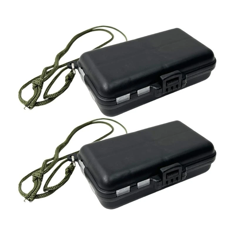 

2Pcs Fishing Lures Hooks Storage Container Double Side Fishing Accessory Case