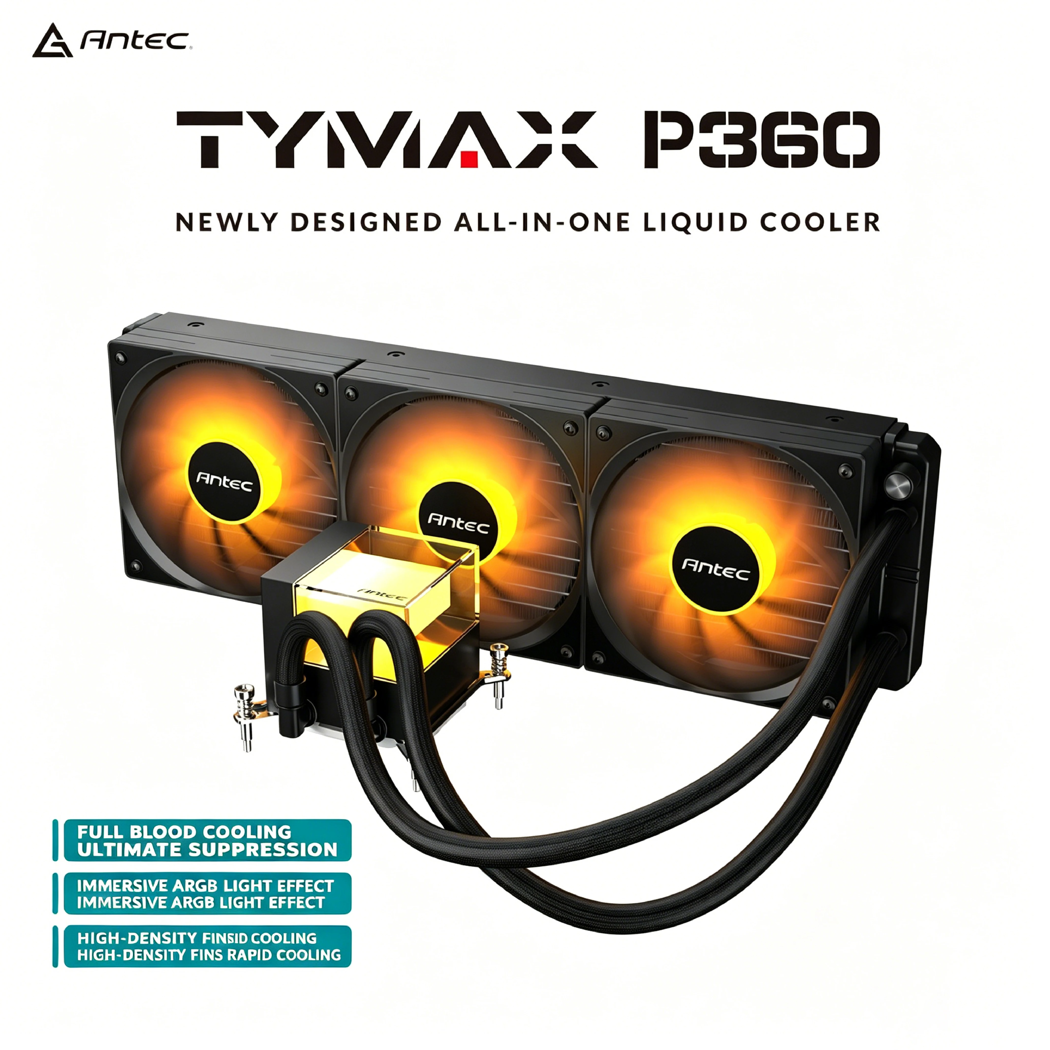 Antec P360 Integrated Water-Cooled Radiator Visualized Water