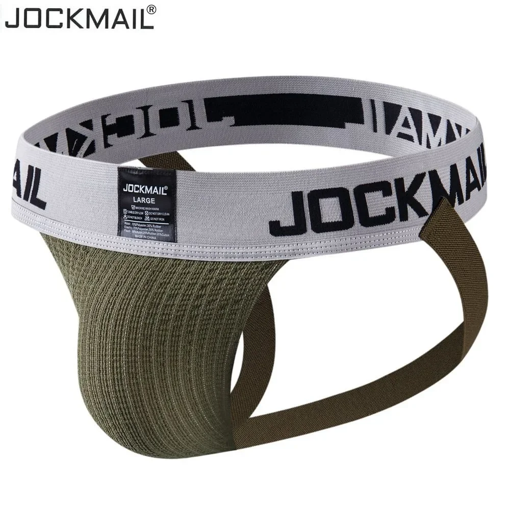 JOCKMAIL 6-Pack Men's Cotton Thong Jockstrap Sexy G-String Underwear with Penis Pouch U-Pouch Cueca for Gay Men