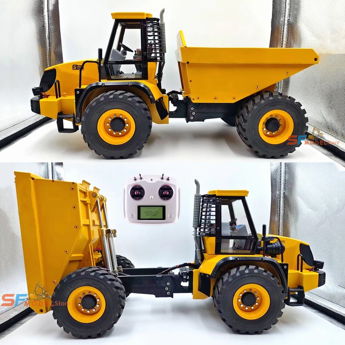 JCB714 RC Articulated Truck 1/14 3D Printed Hydraulic RC Dump Truck Model RTR Version FS-i6S Remote Control 2026 New Model