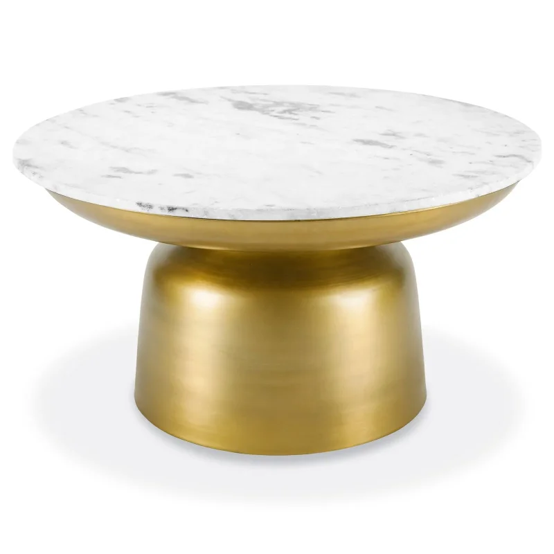 

Living Room Or Contemporary Marble Top Coffee Table With Antique Brass Finish