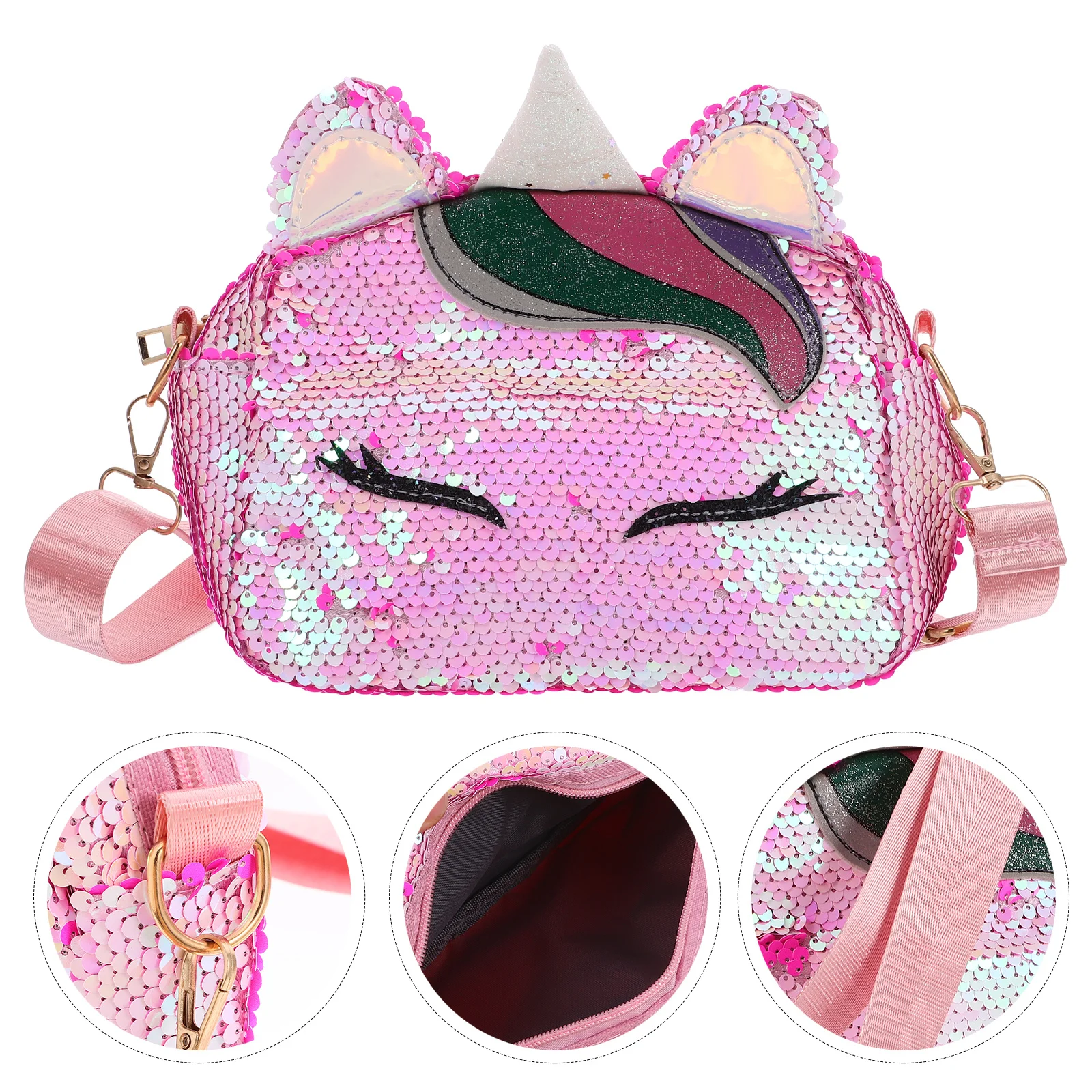 

Sequin Crossbody Bags Unicorn Shaped PU Gym Travel Beach Handbag Bright Color Fashion Design Elegant Gift