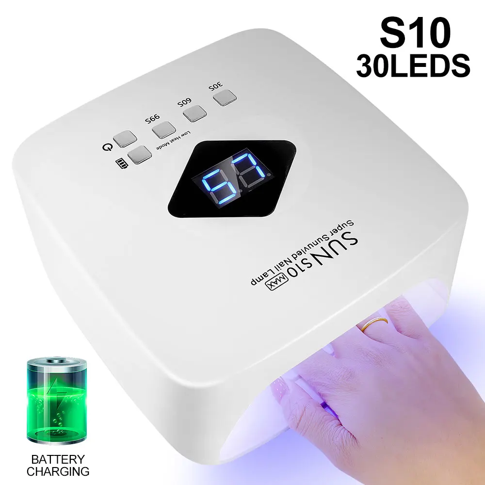 30 LED Nail Lamp Rechargeable UV Gel Polished Nail Lamp with Automatic Sensor and Timer Nail Gel Curing LED Lamp Equipment
