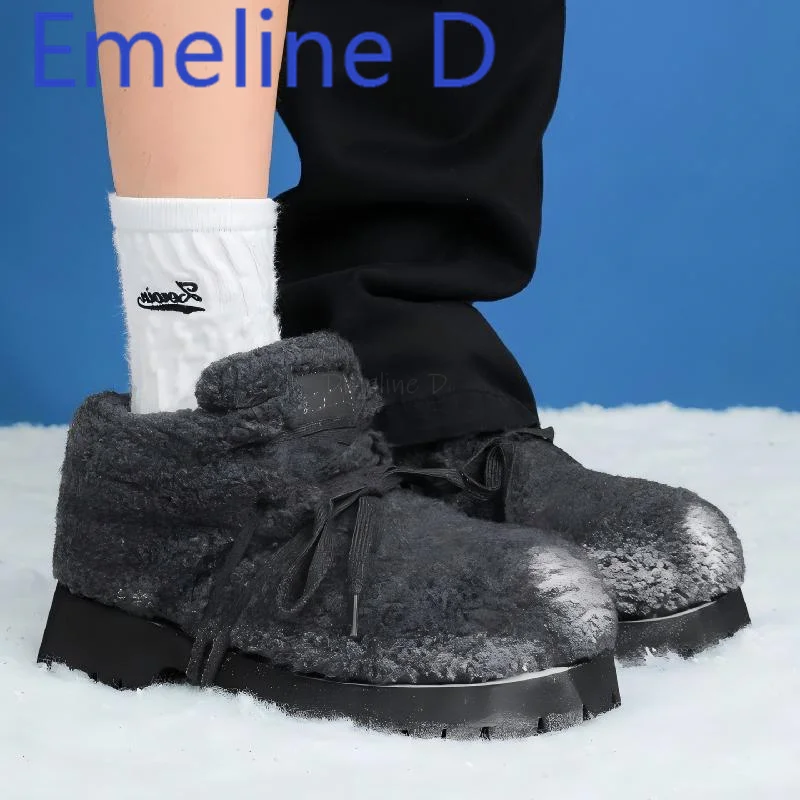 

Thick and Warm Snow Boots Velvet for Winter Round Head Strap Comfortable for Men and Women Thick Bottom Plush Cotton Boots