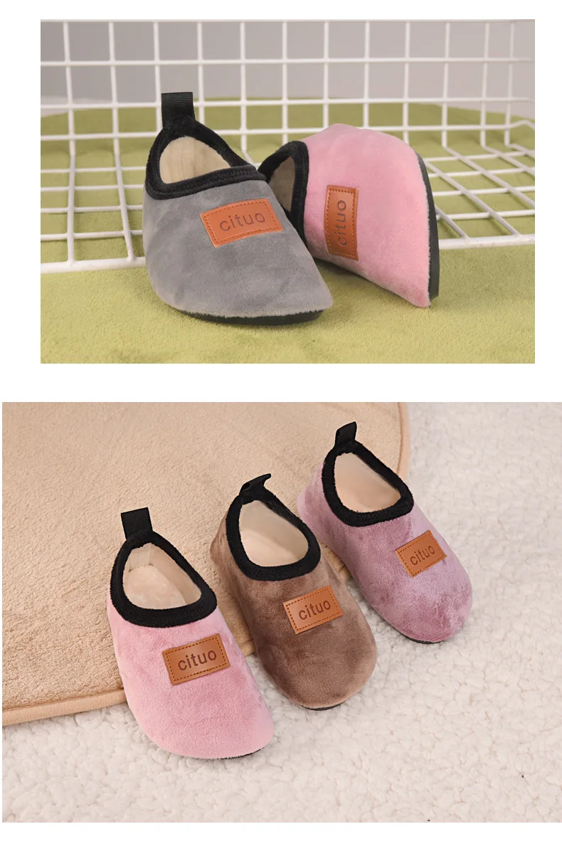 Winter Kinder Boden Schuhe Für Baby Hausschuhe Kinder Plüsch Warme Jungen Mädchen Weiche Anti-slip Kinderzimmer Indoor Schule Kinder schuhe – Detail 7