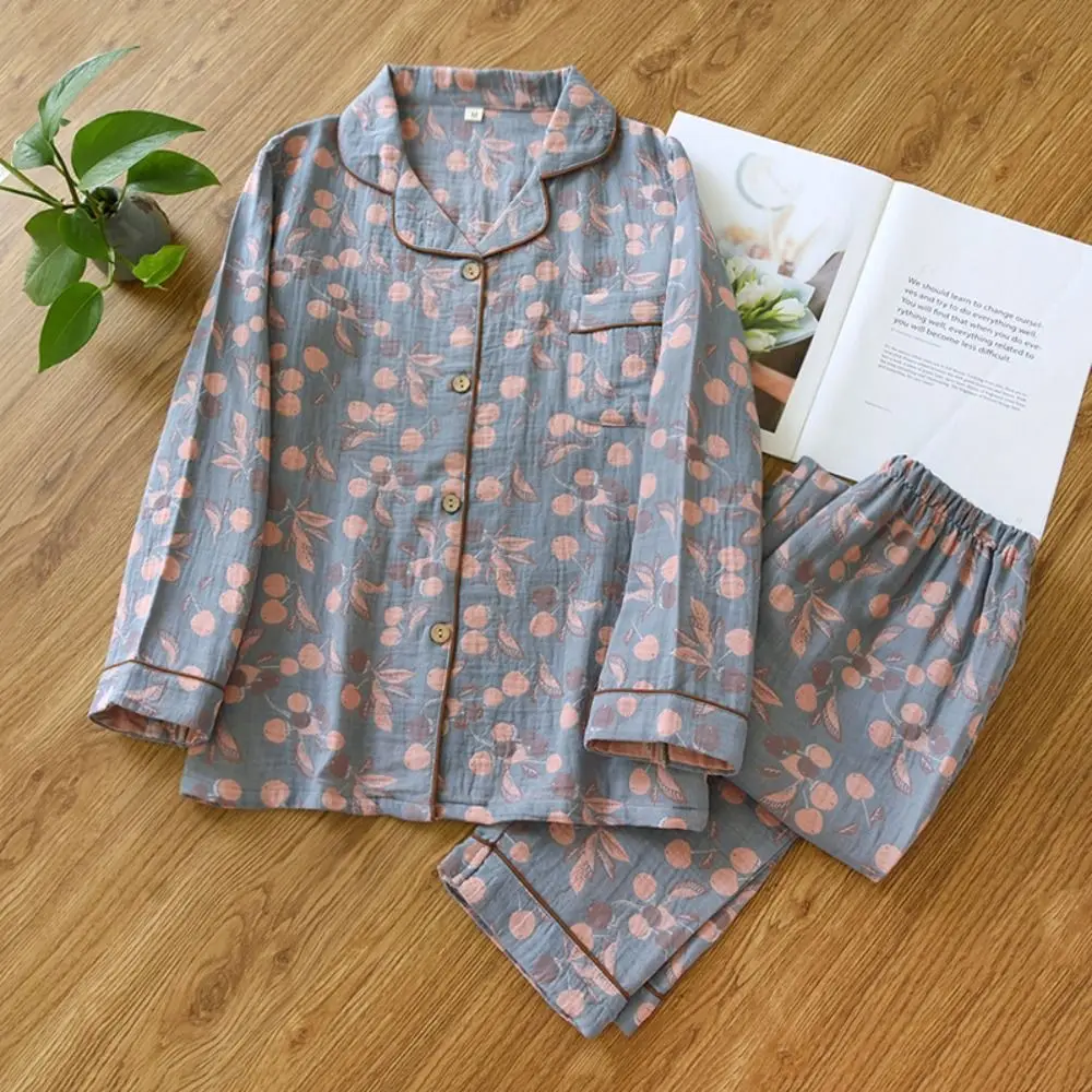 Soft Butterfly Cotton Pajamas Women Flower Ethnic Style Long Sleeve Nightwear Homewear Retro Casual Sleepwear Girls