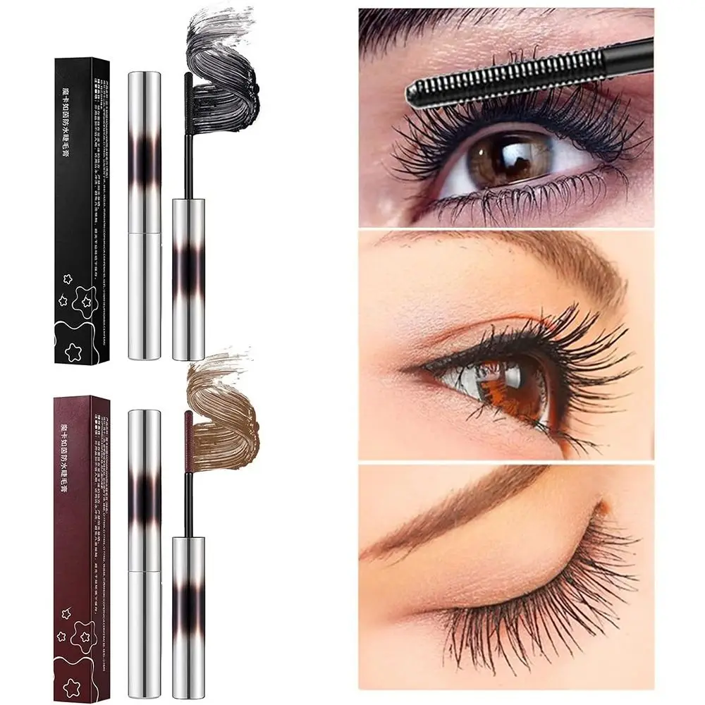 Mascara con pennello in ferro impermeabile alla moda Mascara senza setole in metallo extra sottile a prova di sudore Strumento di bellezza per occhi a lunga durata Donna