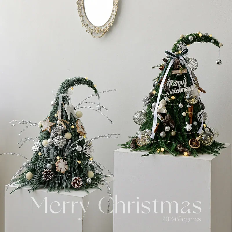Christmas decoration crooked neck elf Christmas tree small creative Christmas tree silver set decoration