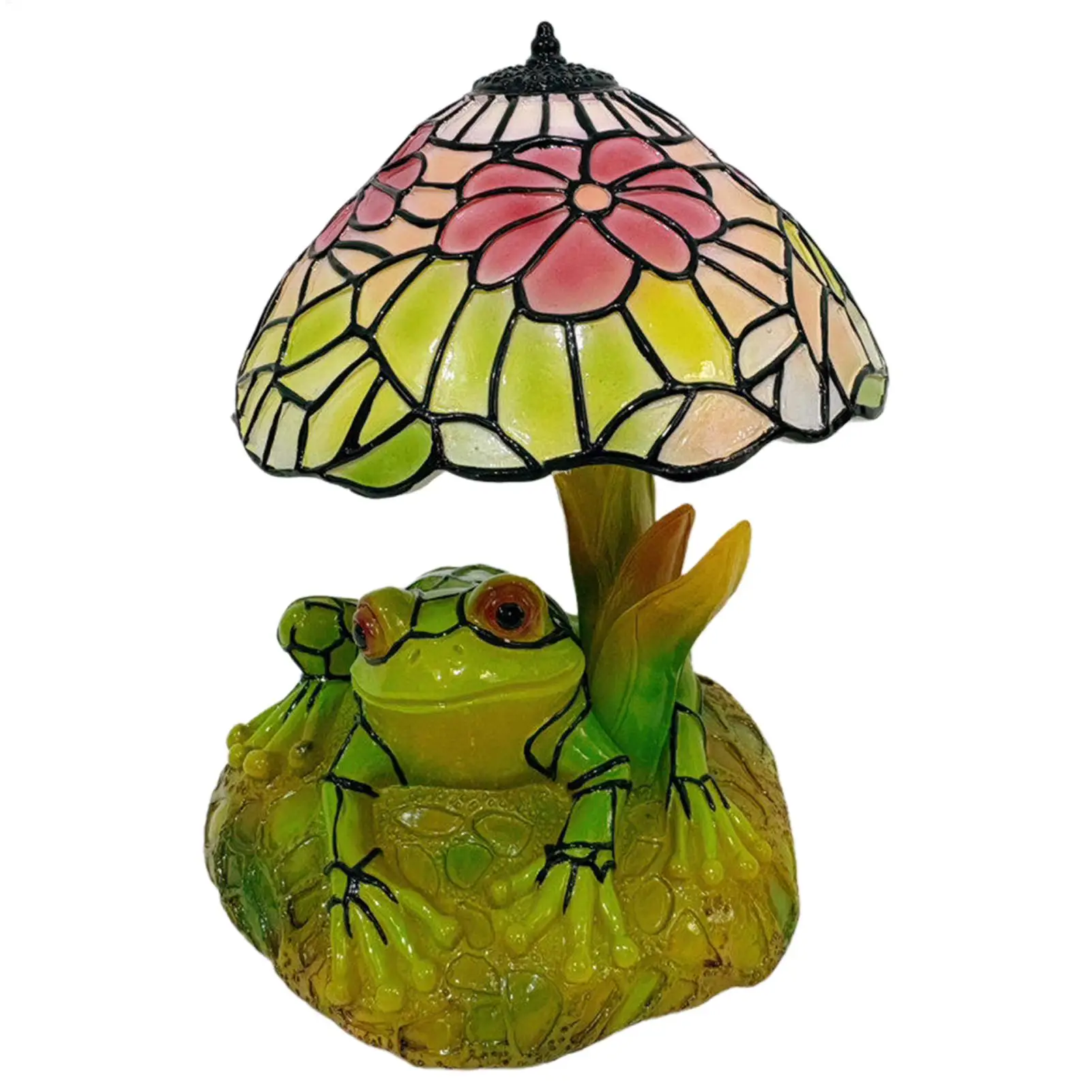 Vintage Table Lamp Frog LED Desk Light Bedroom Reading Lamp Garden Style Stained Glass Frog And Flower Shaped Light Home Decor