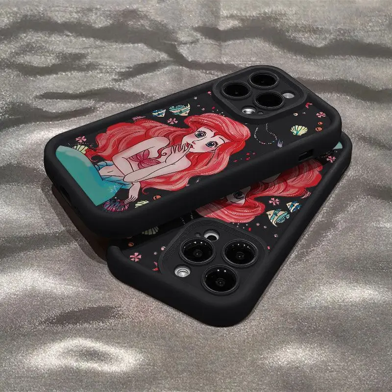 Disney Cartoon Beautiful Ariel Princess For iPhone 16 14 13 12 11 PRO MAX XS XR 8 PLUS Silica Gel Fall Prevention iPhone 11 Case image 2