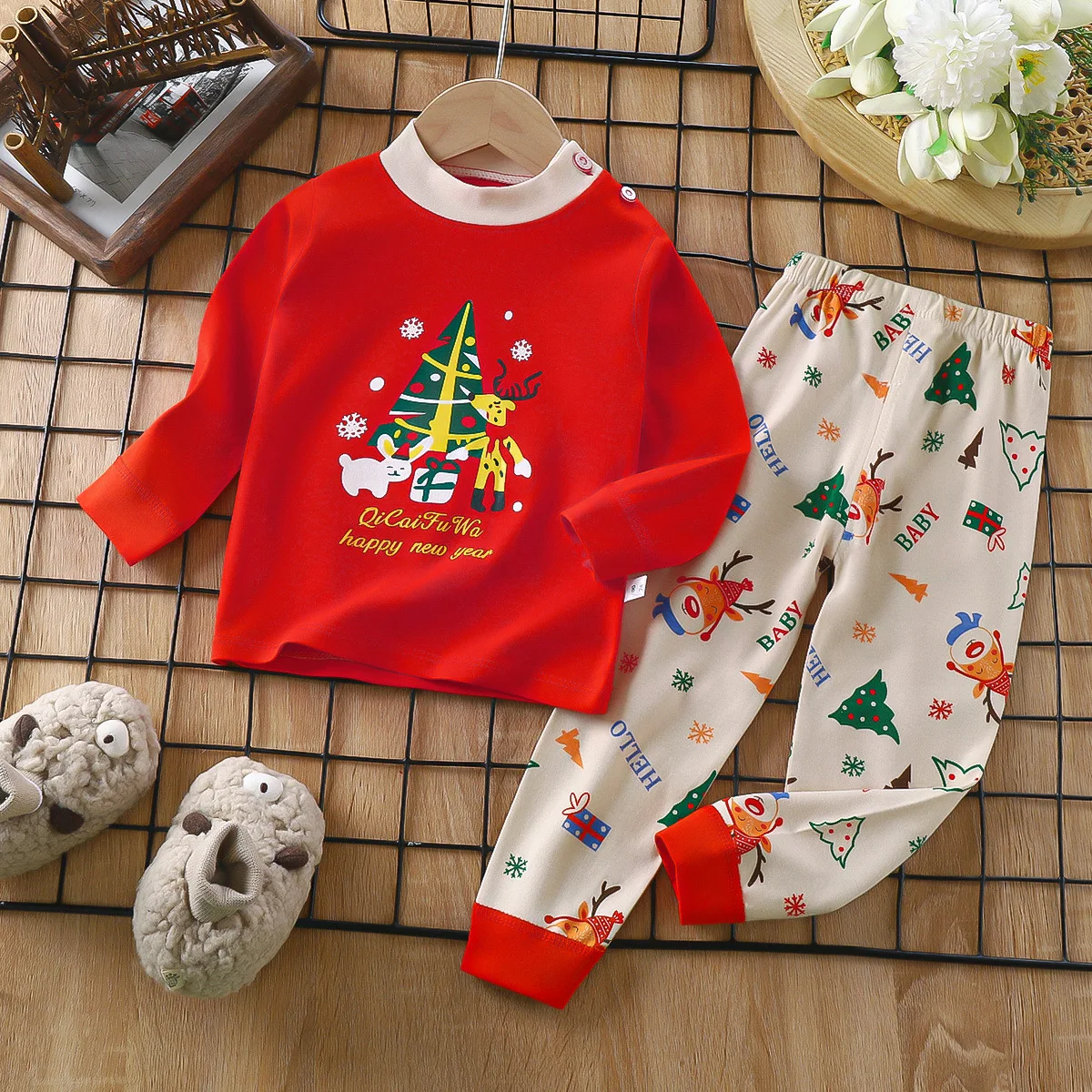 Christmas Pajamas for Kids 0-6 Years Boys Clothing Santa Claus Sleepwear Toddler Girls Xmas Nightwear New Year Party Gift DS39