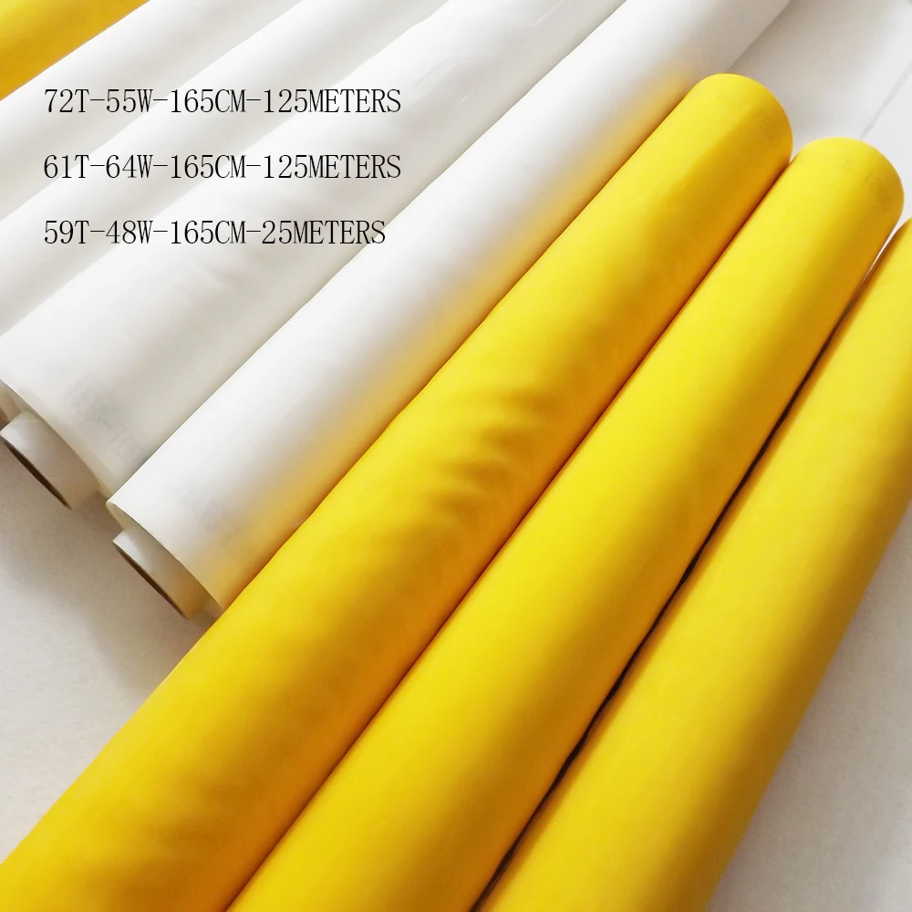 

Screen Printing Mesh 72T-55W-165cm-125meters, 61T-64w-125meters,59T-48w-25meters