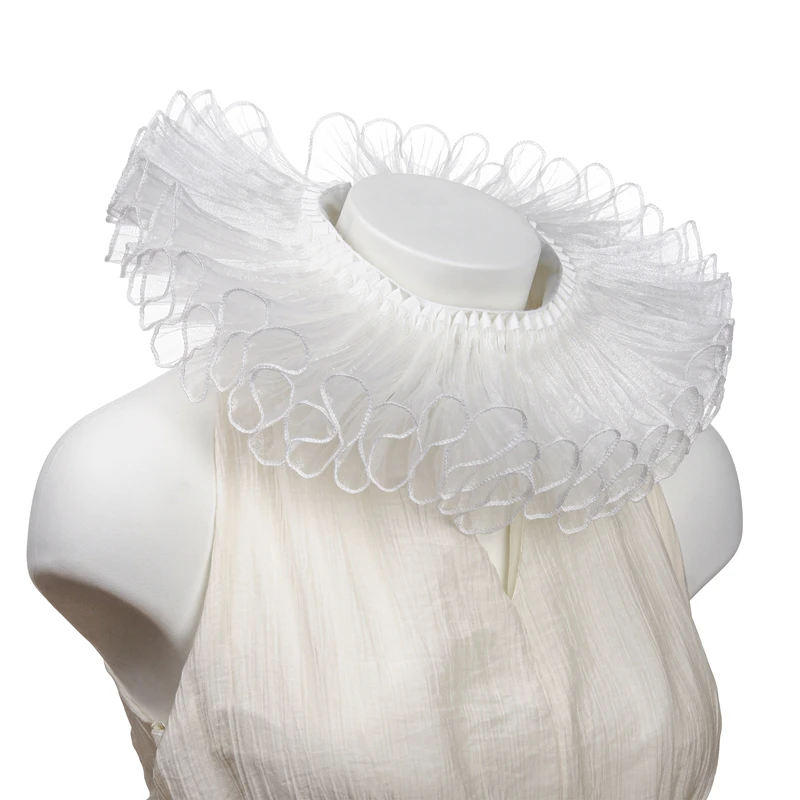 

White Scarf Neck Ruffle Fake Collar Opera Performance Retro Decoration Collar Medieval Costume Accessories Photo Props