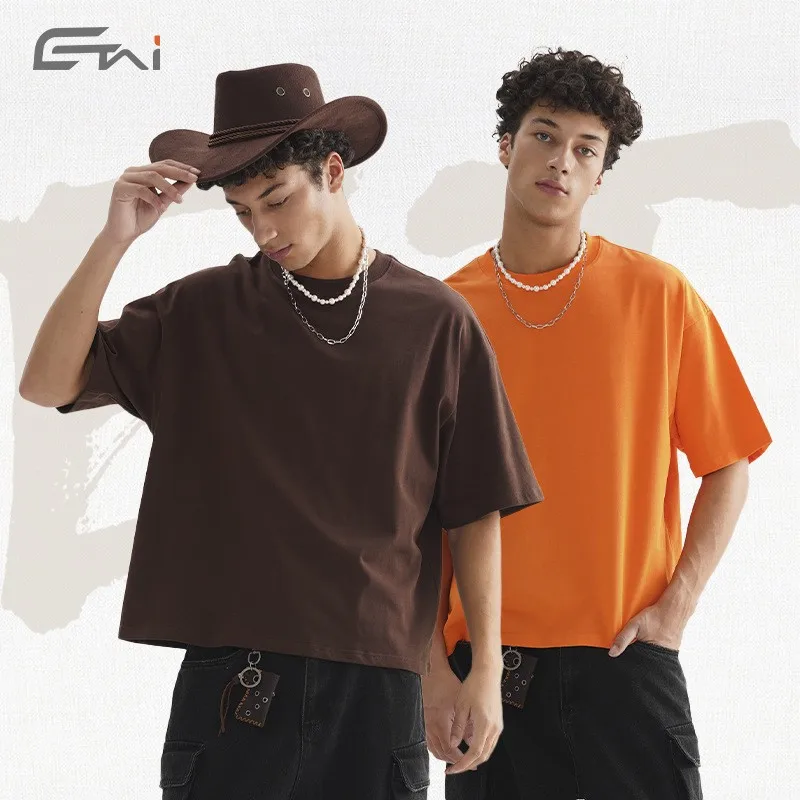 

Summer Men's Clothing Fit Short Sleeve Oversized Neck T Shirt Drop Shoulder Streetwear