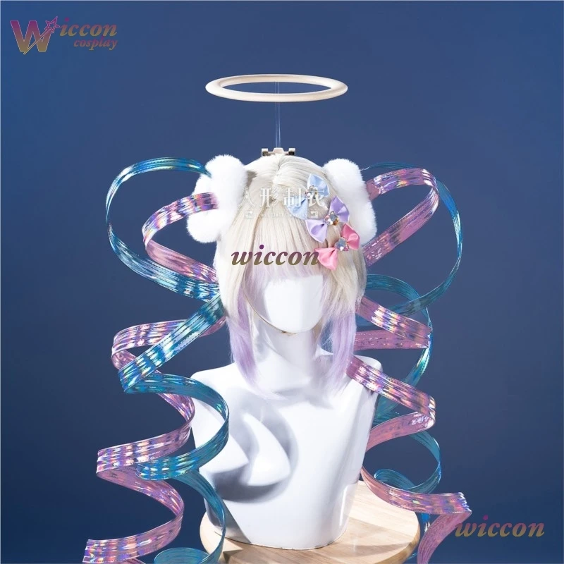 Ame Angle Cosplay Anime NEEDY GIRL OVERDOSE KAngel Cosplay Wig Rain Halo Streamer Overload Women Laser Ribbon Ponytail view 6