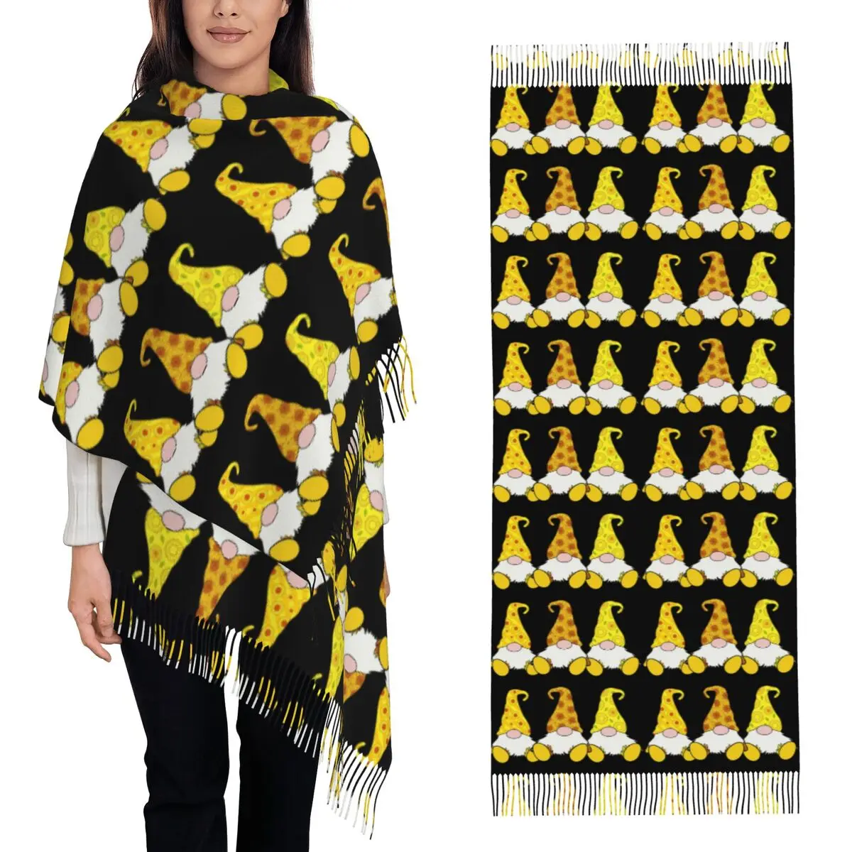 

Подсолнух, гномы, урожай, гном, ферма, осенний шарф, шарфы с кисточками, женские мягкие теплые шали и накидки, длинная осенне-зимняя шаль