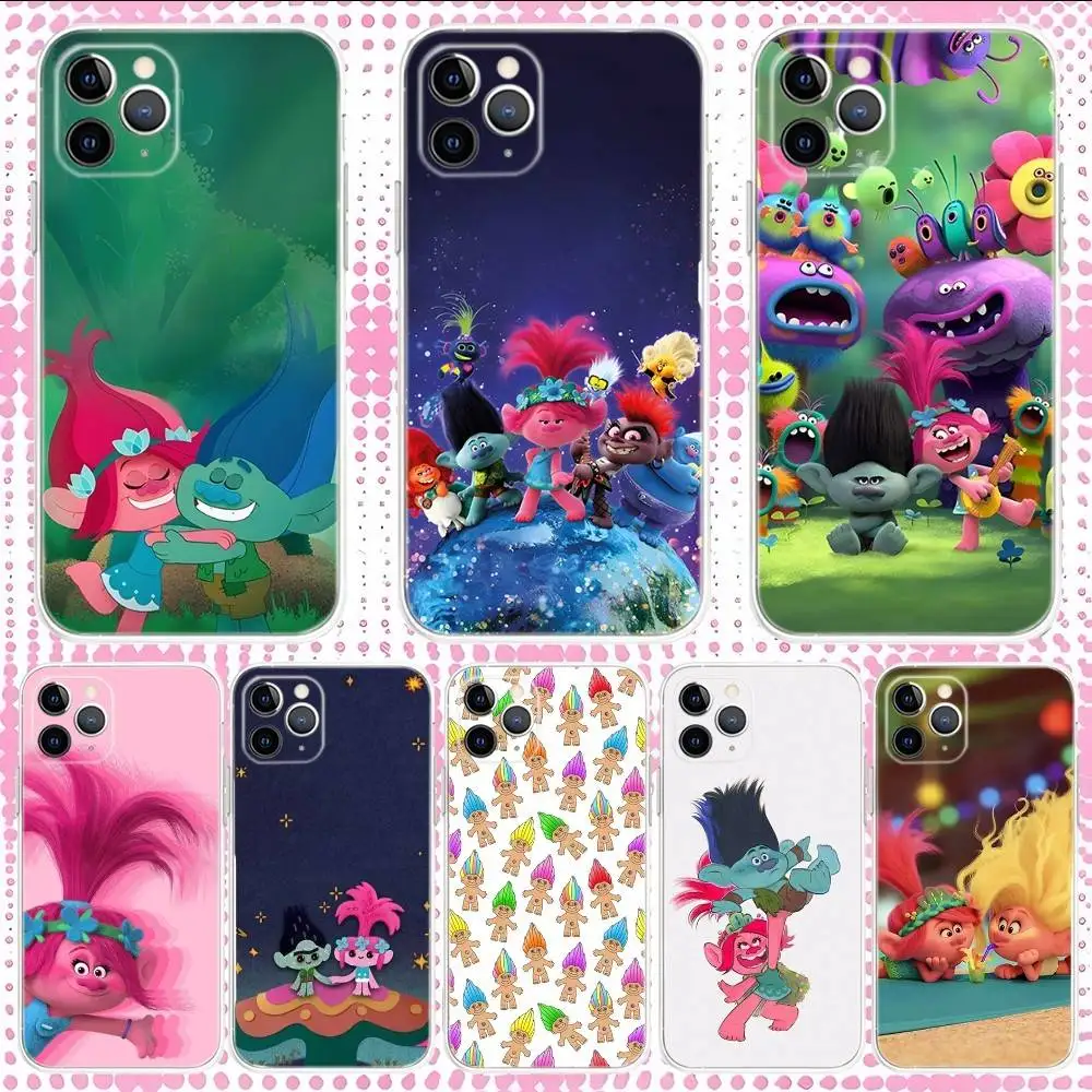 

T-Trolls Cute Cartoon Phone Case For iPhone 17,16,15,14,13,12,11,Pro,Max,Plus,Air,X,XS,XR,SE,Mini Transparent Silicone Soft