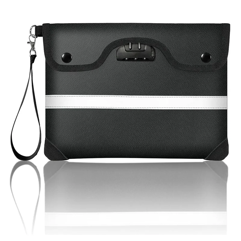 

【ФАТОРИТ!】Огнестойкий мешок для денег со светоотражающей полосой для документов на молнии с ручкой для наличных, важных документов