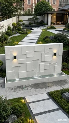 HYS simple modern light luxury courtyard garden fish pond water curtain wall running water screen landscape decoration ornament