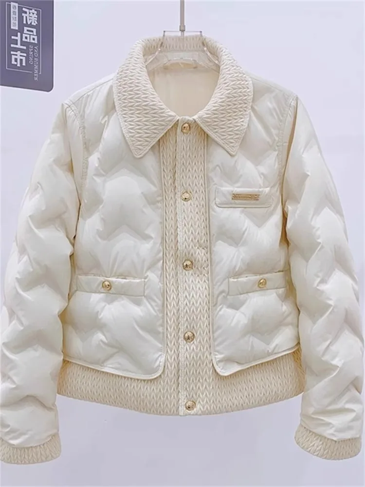 Retro Korean Sle Lightweight Cotton Jaet for Men with Flap Collar And Diamond Pattern Fillings Sweet And Versatile for Au...