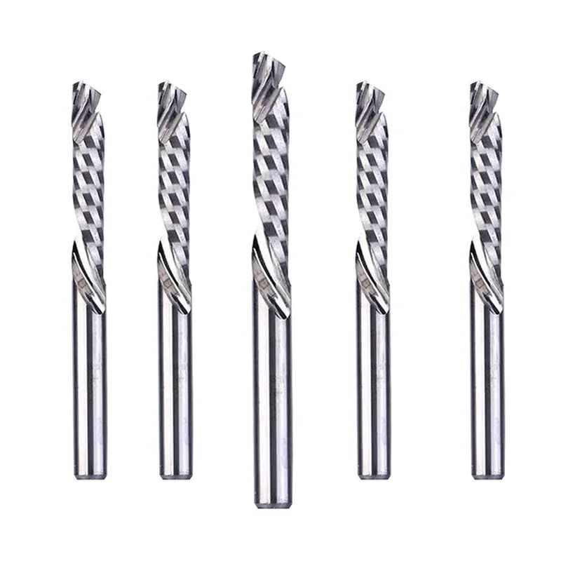 20Pcs Single Flute Spiral Carbide Mill 3.175/4/6/8mm - UP and DOWN Cut Tool Cutters for Compression Wood End Mill Cutter Bits
