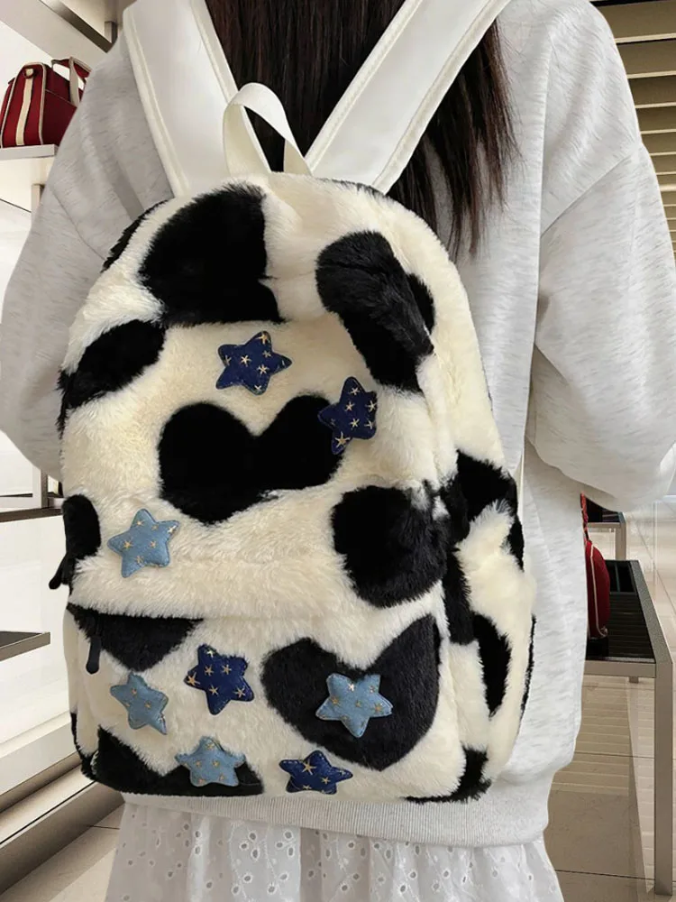 sac-a-dos-en-peluche-vache-grande-capacite-sac-de-voyage-gp-campus-sac-a-dos-souple-en-polyester-pour-jeunes-fermeture-eclair-motif-geometrique-pour-femmes