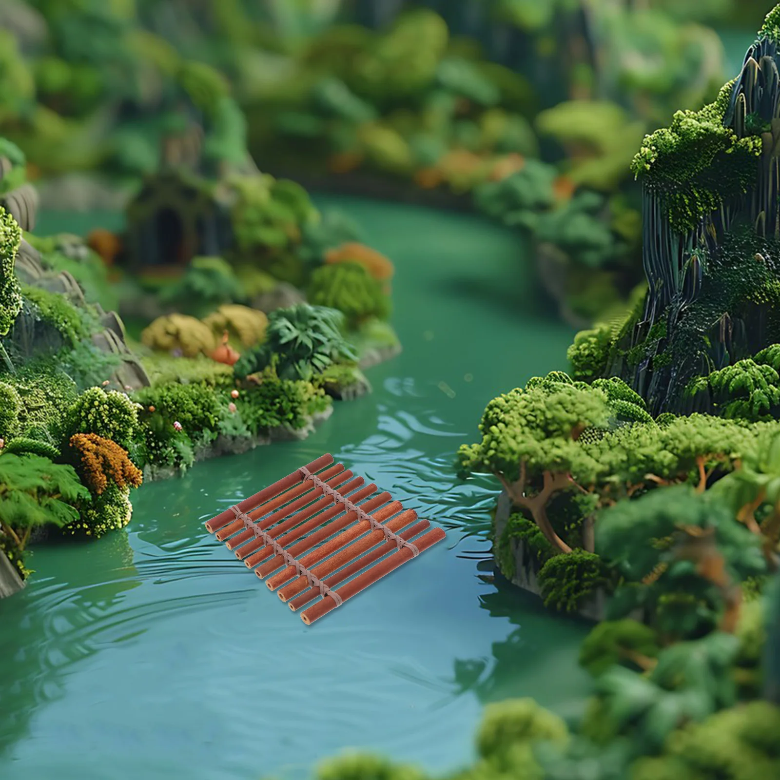 1pcs Bamboo Raft Micro Landscape Unique Weaving Design Material For Photography Props Miniature Gardens Teaching