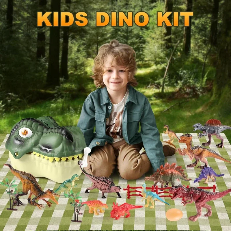 

45PCS Dinosaur Toy Set Simulated Animal Plastic Model Tyrannosaurus Rex Dinosaur Toys for Boys Children's Gifts