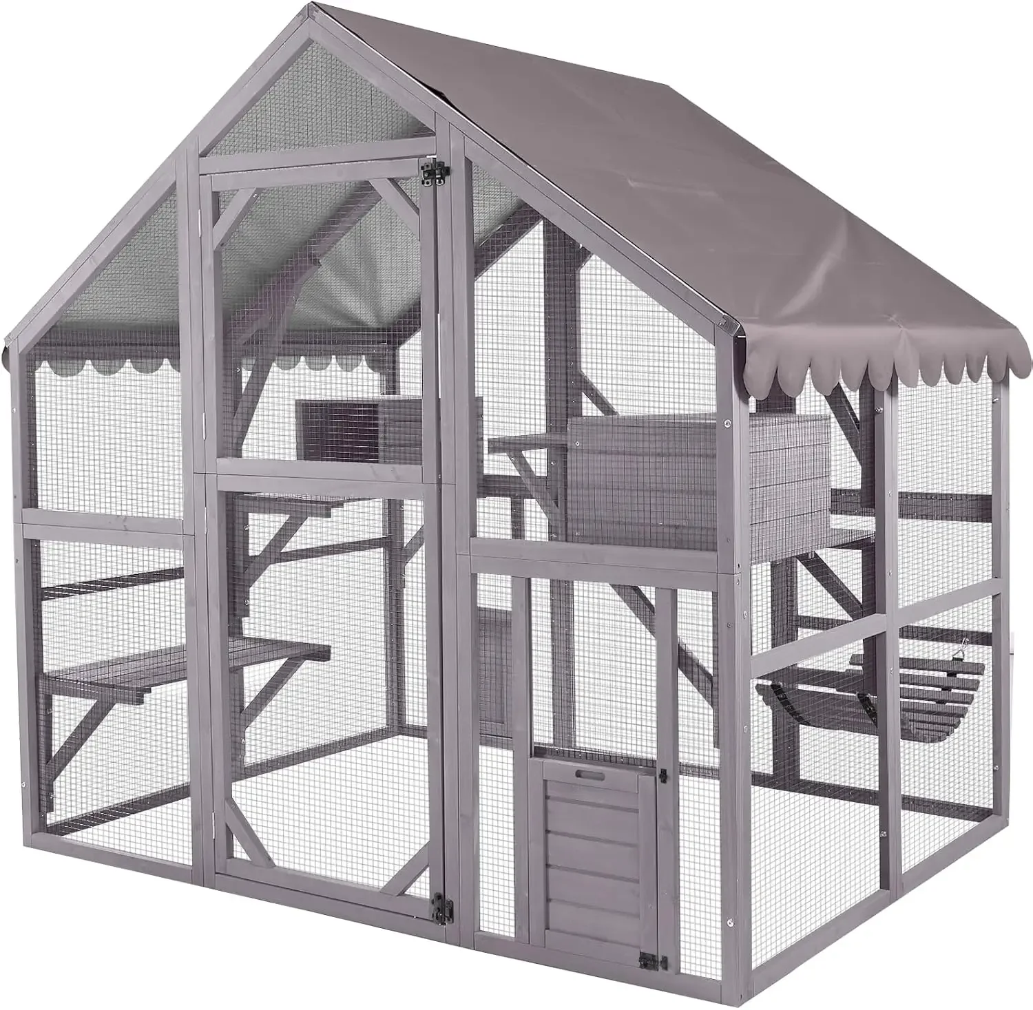 Outdoor Cat Enclosure Large for Multiple Wooden House Outside