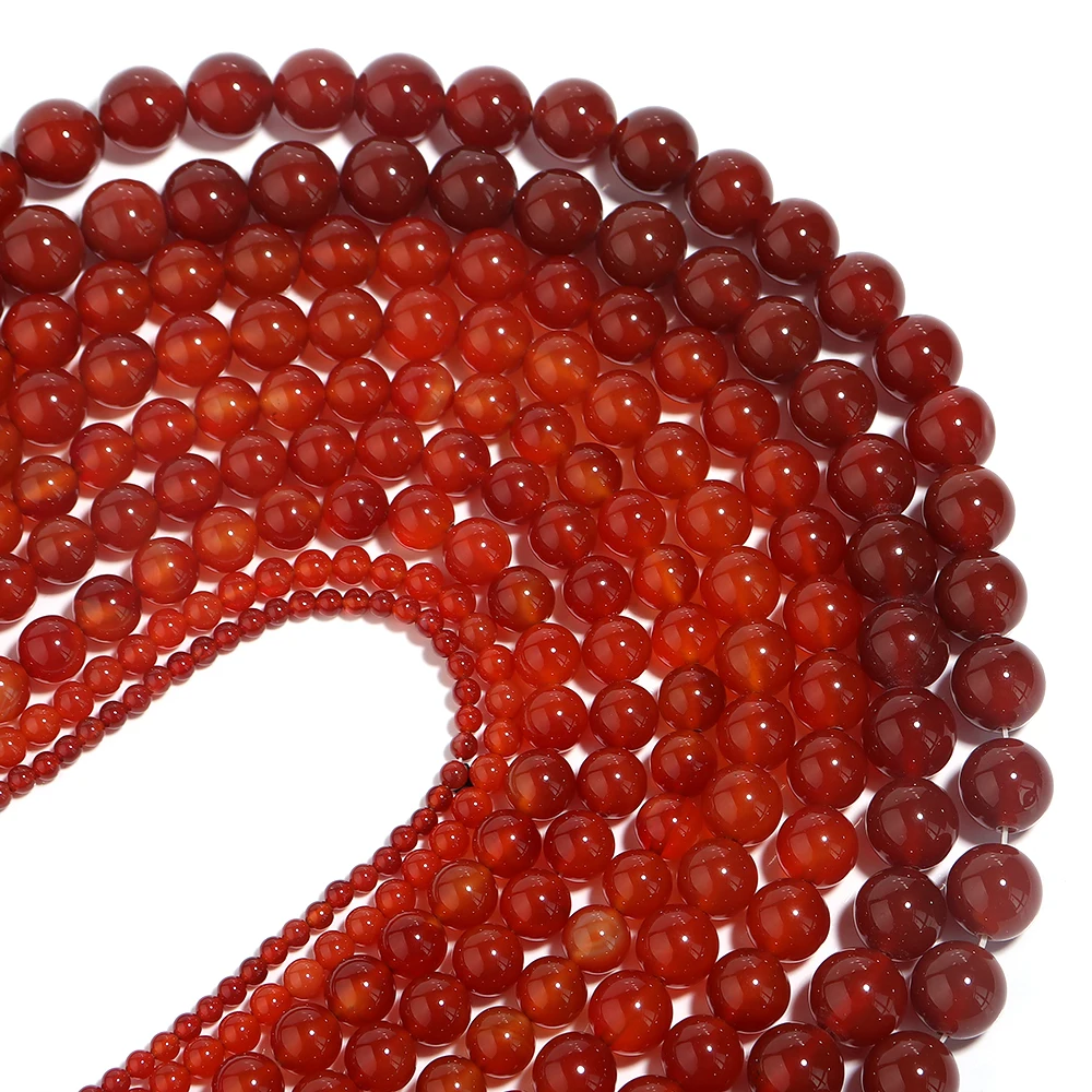 1strand/lot 2/3/4/6/8/10/12/14mm Red Agate Stone Beads Round Loose Spacer Beads For Jewelry Making DIY Necklace Bracelet