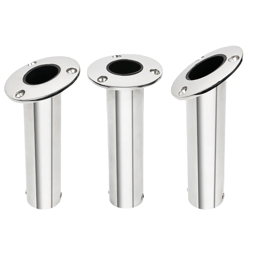 15°/30°/90° Stainless Steel Boat Heavy Duty Cast Fishing Rod Holder Round with PVC Inner Boat Accessories Marine Hardware