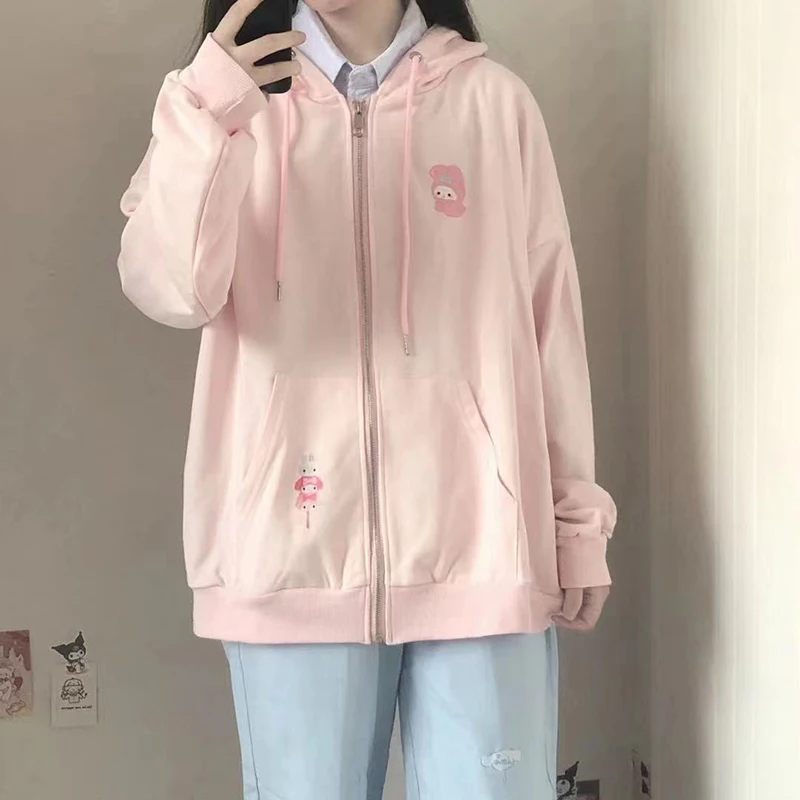 Cardigan Hoodie Spring Autumn Kawaii Anime Cartoon Zip Up Hoodie Woman Harajuku Streetwear Loose Long Sleeve Sweatshirts Femme