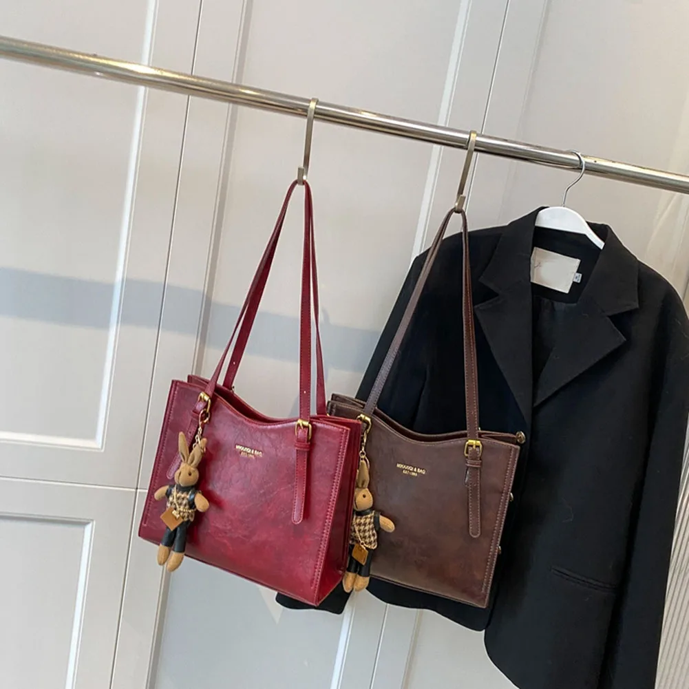 

Women Vintage Shoulder Bag PU Leather Retro Tote Handbag Large Capacity Slouchy Tote Purse Ladies Travel Handbag