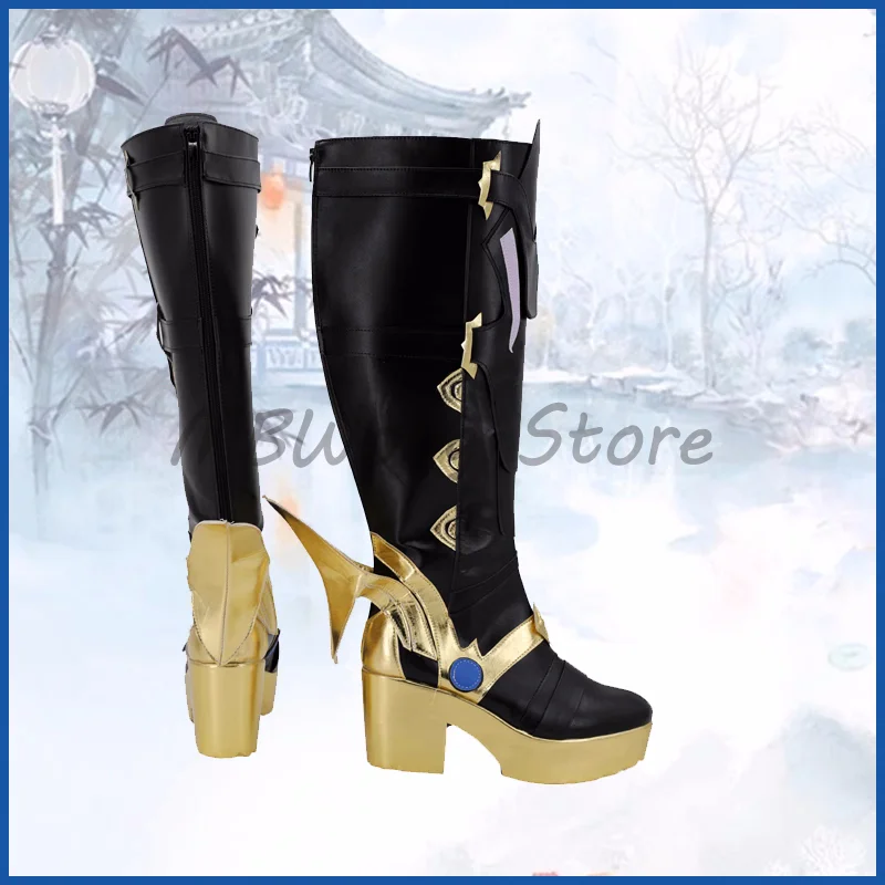 Genshin Impact il Dottore Cosplay Schuhe Stiefel Spiel Fatui Harbinger Hakase der Arzt Cosplay Halloween Party Stiefel Anpassung