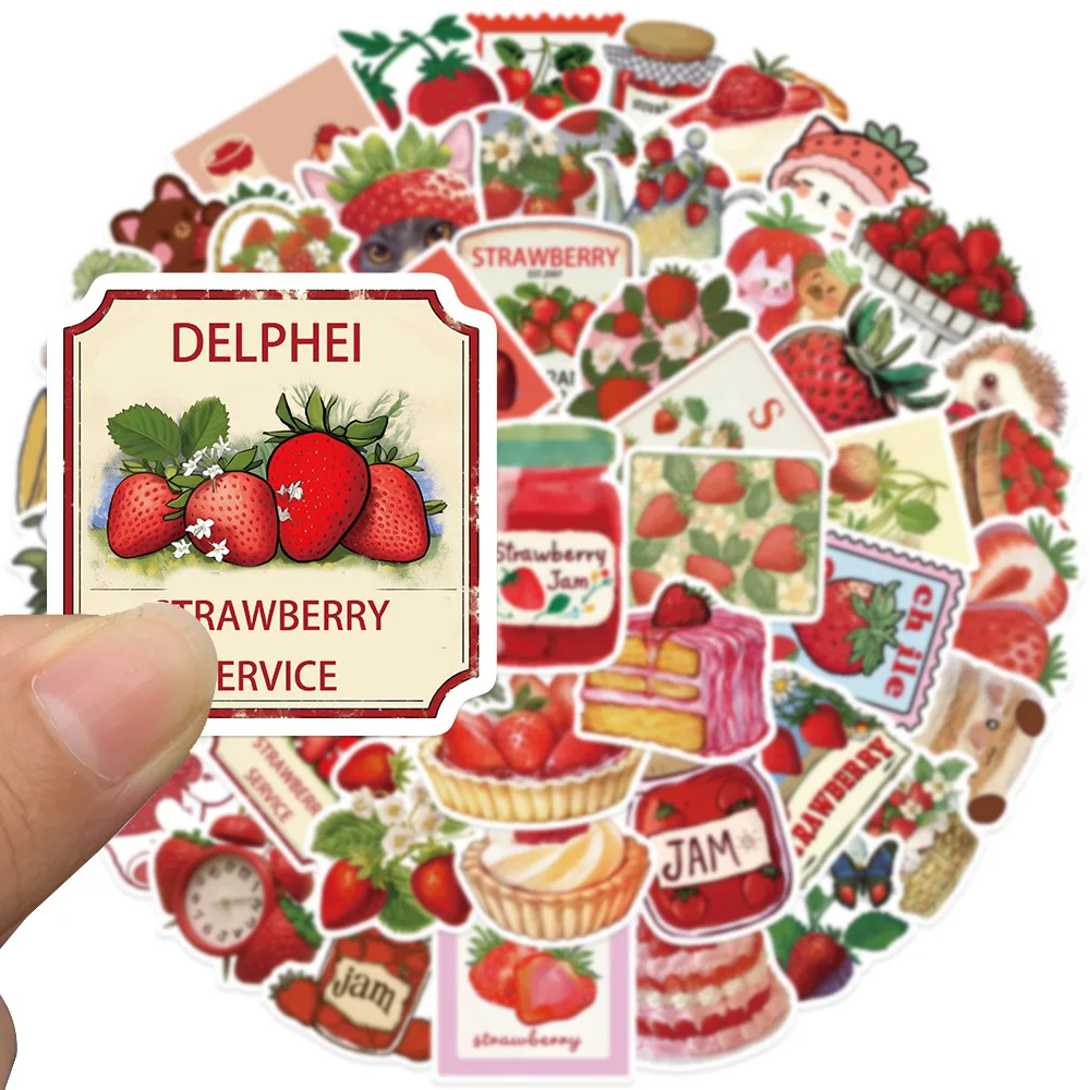 

10/30/50PCS Ins Style Cartoon Fruit Strawberry Cake Personalized Creative Graffiti Stickers Decorate Scrapbook Luggage Decals